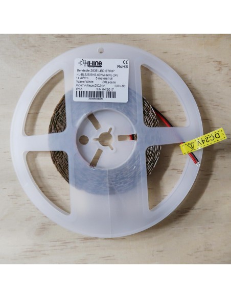 Hochbiegsamer Warmweißer LED-Streifen 24V-14,4W/m IP65-PU CRI80 SMD2835