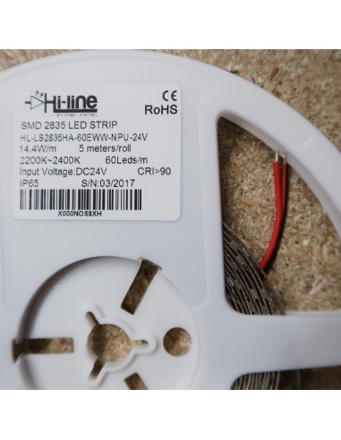 Extra warm white LED Strip 24V-14.4W/m IP65 (Nano-PU) CRI90 SMD2835 chip