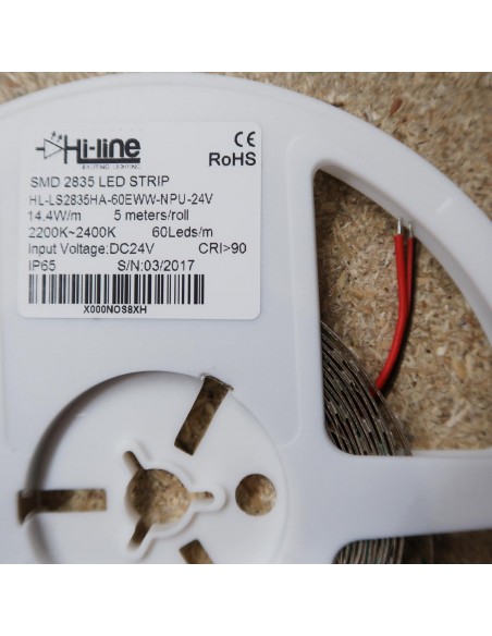 Extra warm white LED Strip 24V-14.4W/m IP65 (Nano-PU) CRI90 SMD2835 chip