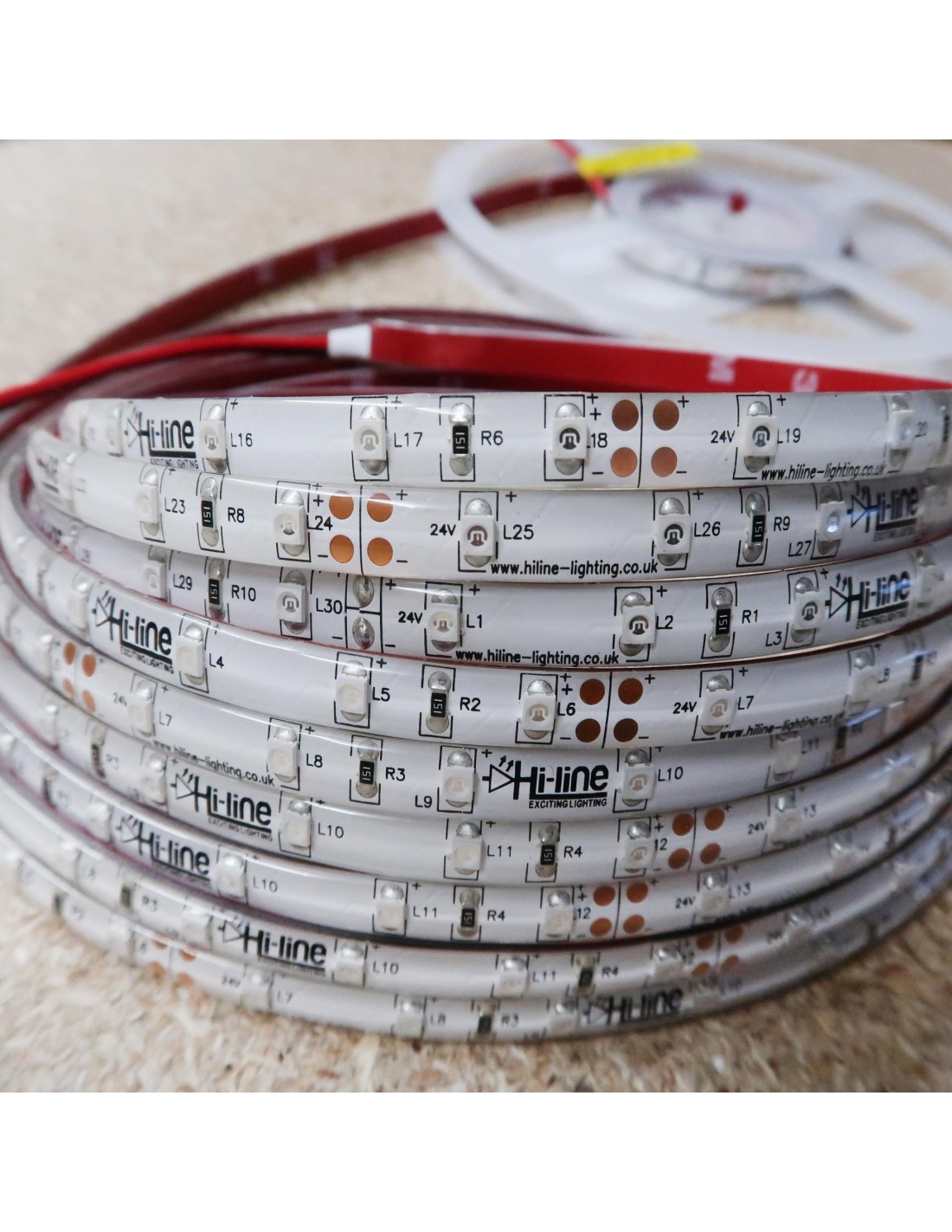 Blue LED Strip 5m roll 24V 4.8W m IP54 65 8mm wide SMD3528