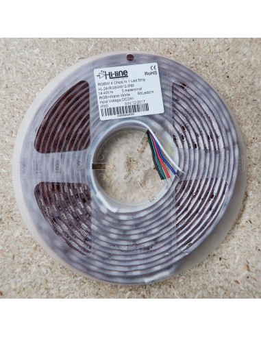 RGBW LED Strip (RGB+WW) 24V-14.4W/m- IP65-CRI80-12mm/2oz PCB-5m Roll