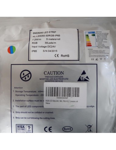 Waterproof RGB LED Strip 24V, 7.2W per meter