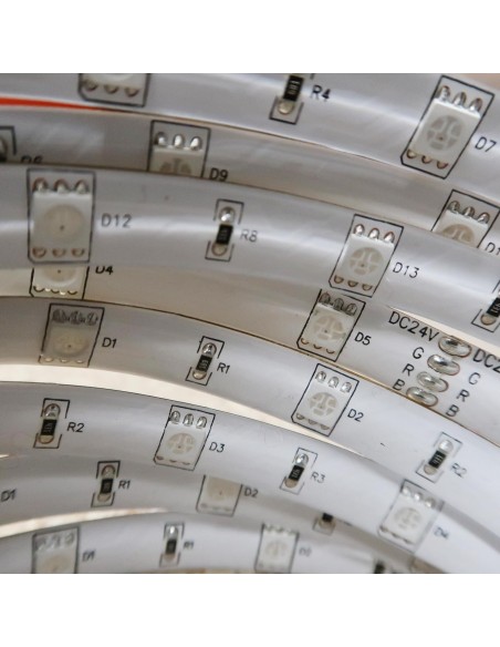 Red IP20 LED strip, 3528-SMD, 60LEDs/m, 4.8W/m, 24V DC, 5 meters roll