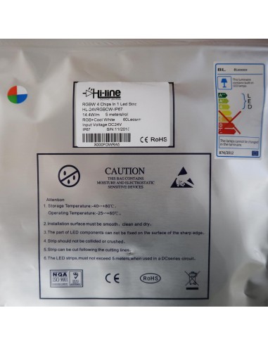 RGBW LED Strip, 60 LEDS per meter, 5 meters roll, 300LEDS, 24V non waterproof 