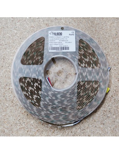 14,4W/m 24V RGB+WW IP00 CRI80 LED-Streifen SMD5050 10m Rolle