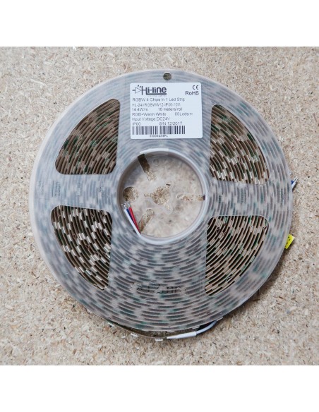 14,4W/m 24V RGB+WW IP00 CRI80 LED-Streifen SMD5050 10m Rolle