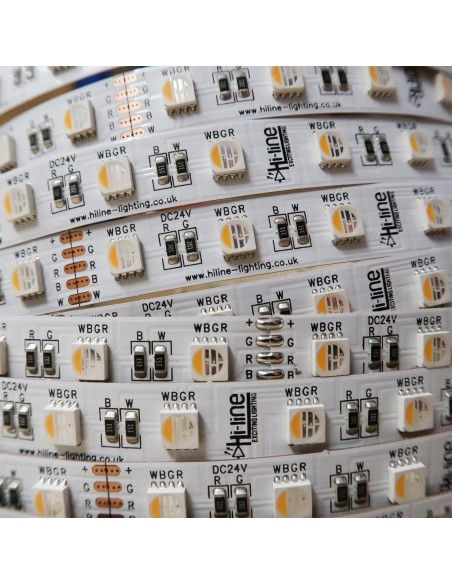 14,4W/m 24V RGB+WW IP00 CRI80 LED-Streifen SMD5050 10m Rolle