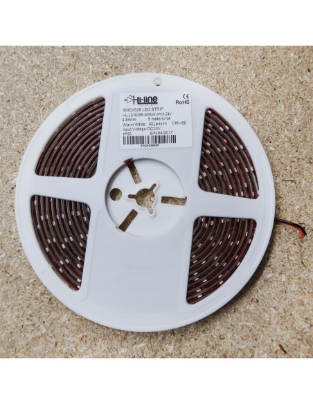 Warm White LED Strip SMD2835 IP65, 4.8W / 60 LEDS per meter, 5 meters roll 