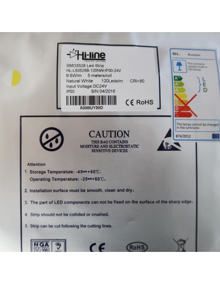 Warm White LED Strip SMD2835 IP65, 14.4W / 60 LEDS per meter, 5 meters roll 