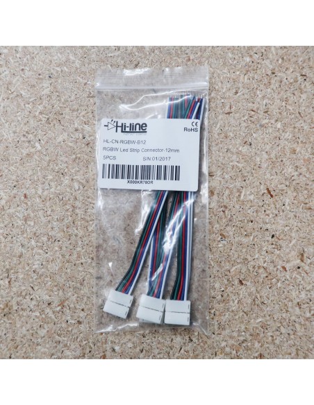 5polige-Lötfreie Stromanschlussklemme mit 15cm Kabel für 10mm RGBW LED-Streifen (5er Packung)