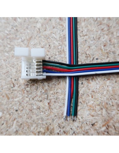 5polige-Lötfreie Stromanschlussklemme mit 15cm Kabel für 10mm RGBW LED-Streifen (5er Packung)