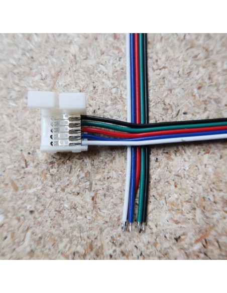 5polige-Lötfreie Stromanschlussklemme mit 15cm Kabel für 10mm RGBW LED-Streifen (5er Packung)