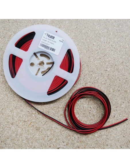 Flaches Kabelband für einfarbige LED-Streifen 20m Rolle 2-adrig