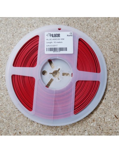 2 cores Red/Black LED strip wire AWG 18, 10m roll