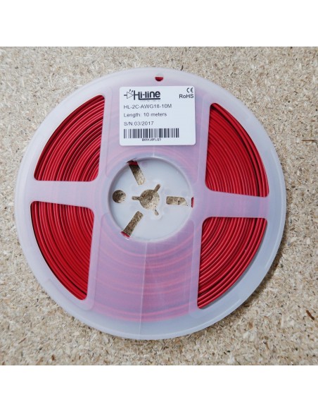 2 cores Red/Black LED strip wire AWG 18, 10m roll