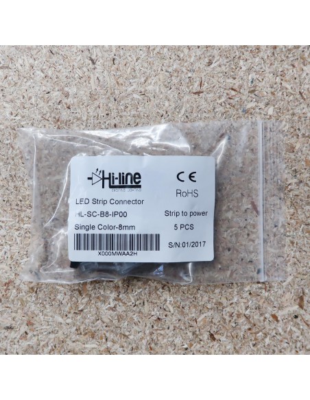 Strip to wire connector for IP00 LED tape single colour 8mm (pack of 5)