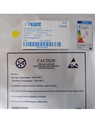Warmweißer LED Streifen 3000K 24V 14.4W/m IP00 CRI80 SMD2835