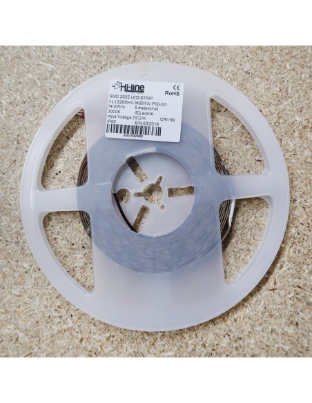 Warm White LED Strip 3000K 24V 14.4W/m IP00 CRI80 SMD2835
