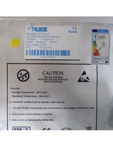 Warm White LED Strip 3000K 24V 14.4W/m IP00 CRI80 SMD2835