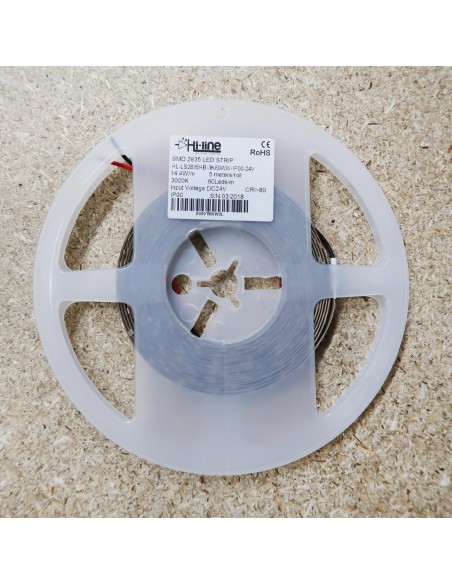 Warm White LED Strip 3000K 24V 14.4W/m IP00 CRI80 SMD2835