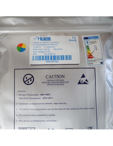 RGBW LED Strip (RGB+WW) 12V-14.4W/m- IP00-CRI80-12mm/2oz PCB-5m Roll