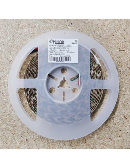 RGBW LED Strip (RGB+WW) 12V-14.4W/m- IP00-CRI80-12mm/2oz PCB-5m Roll