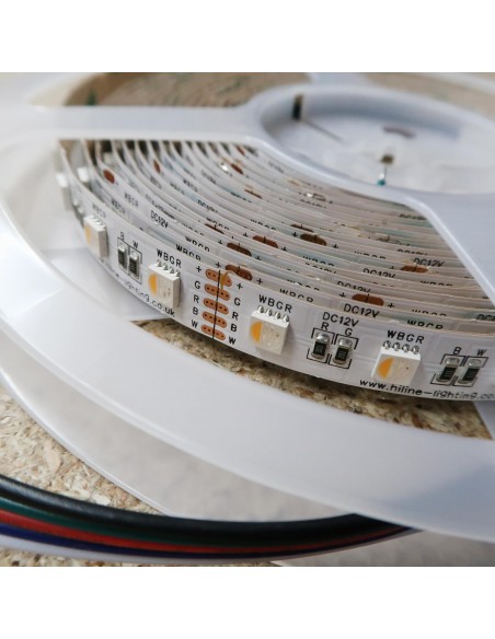RGBW LED Strip (RGB+WW) 12V-14.4W/m- IP00-CRI80-12mm/2oz PCB-5m Roll
