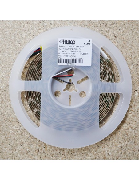 RGBW LED-Streifen (RGB+NW) 12V-14,4W/m- IP00-CRI80-12mm/2oz PCB-5m Rolle