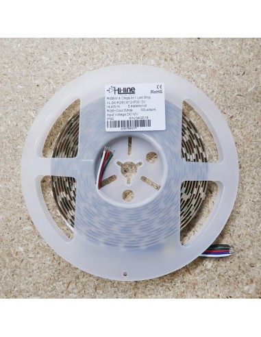RGBW LED-Streifen (RGB+CW) 12V-14,4W/m- IP00-CRI80-12mm/2oz PCB-5m Rolle
