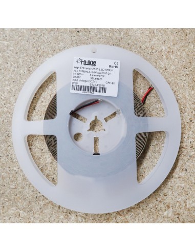 3000K Warm White LED Strip 24V 14.4W/m IP00 CRI90 SMD2835
