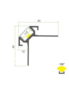Fliese außerhalb LED-Profil L2000 * W43mm * H43mm