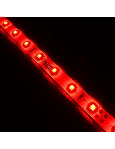 Red IP20 LED strip, 3528-SMD, 60LEDs/m, 4.8W/m, 24V DC, 5 meters roll