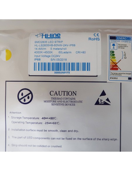 Natural White LED Strip 24V-14.4W/m- IP68-CRI80-SMD2835