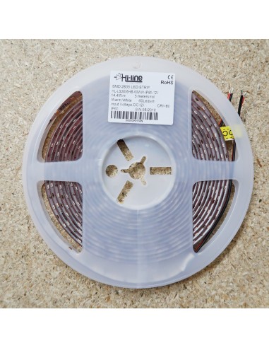 12V Warm White LED Strip 14.4W/m- IP65-CRI80-SMD2835