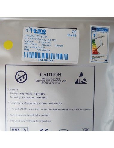 12V Warm White LED Strip 14.4W/m- IP65-CRI80-SMD2835