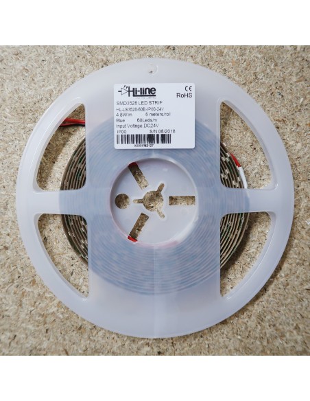 Blue LED Strip 24V 4.8W/mIP00-8mm wide-5m roll-SMD3528