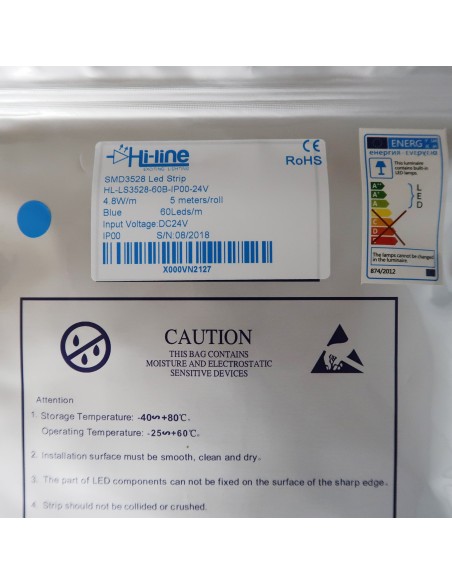 LED-Streifen Blau 4.8W/m 24V IP00 SMD3528