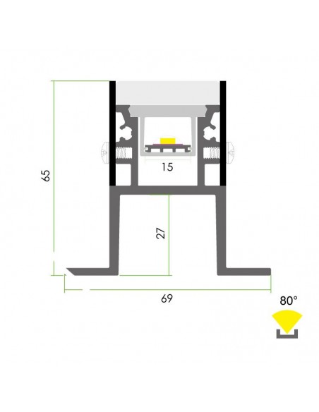 Vertieft Drive-Over IP68 Led Aluminiumprofil L2000 * W69mm * H65mm