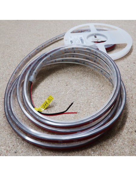IP67 5m Warm White LED Strip 24V 14.4W/m