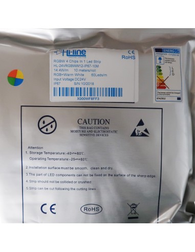 IP67 10m RGBW Warmweiß LED-Streifen 24V-14.4W / m