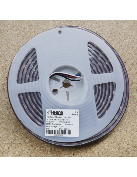 IP67 10m RGBW Cool White LED Strip 24V-14.4W/m