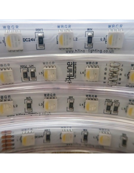 RGBW LED-Streifen (RGB+NW) 24V-14,4W/m- IP67-CRI80-SMD5050