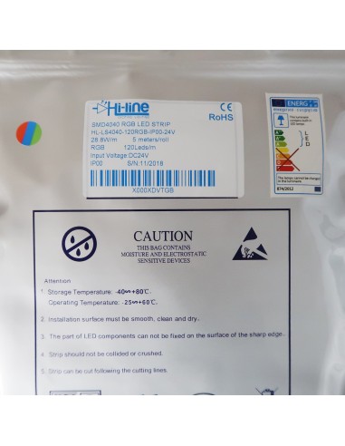 High Density RGB LED strip 24V 28.8W/m 120 x SMD4040 / meter - IP00 - 5m roll