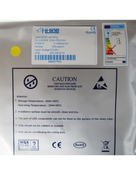 LED-Streifen Bernstein 9,6W/m 24V IP65 SMD3528