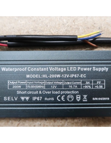 12V LED Driver 200 Watt IP67