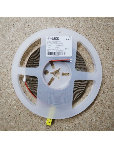 700 LEDs/m 2700K Warm White LED Strip 24V 24 W/m IP00 SMD 2110 CRI90 5m roll