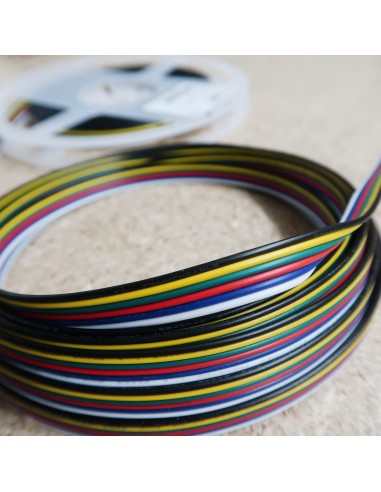 Flat 6 cores RGB+Tunable White LED cable 10 meters ribbon roll