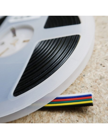  Flache 6-adrige RGB + abstimmbare weiße LED-Kabel mit 10 m Farbbandrolle