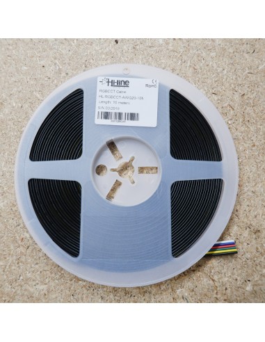 Flat 6 cores RGB+Tunable White LED cable 10 meters ribbon roll