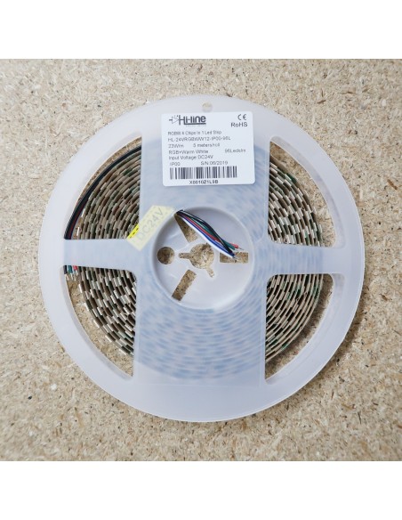 480 LEDs RGBW LED Streifen (96 x RGB+WW/m) 24V-23 W/m- IP00 12mm/3oz PCB-5m Rolle
